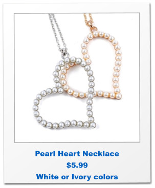 Pearl Heart Necklace $5.99 White or Ivory colors