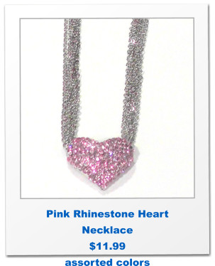 Pink Rhinestone Heart Necklace $11.99 assorted colors