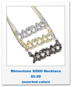 Rhinestone XOXO Necklace $5.99 assorted colors