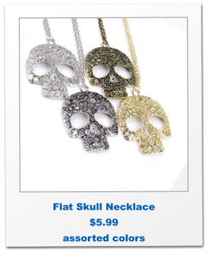 Flat Skull Necklace $5.99 assorted colors