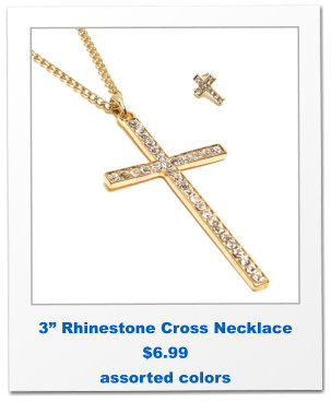 3” Rhinestone Cross Necklace $6.99 assorted colors