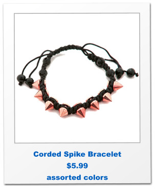 Corded Spike Bracelet $5.99 assorted colors