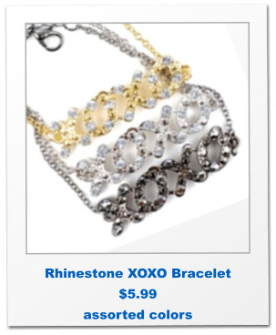 Rhinestone XOXO Bracelet $5.99 assorted colors