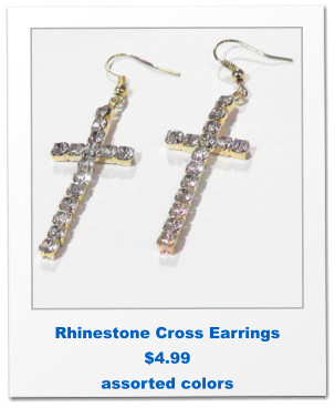 Rhinestone Cross Earrings $4.99 assorted colors