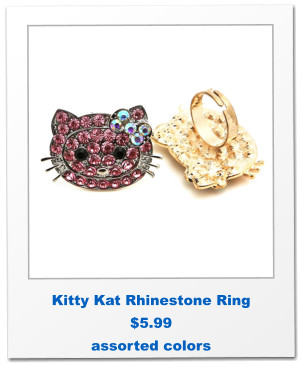 Kitty Kat Rhinestone Ring $5.99  assorted colors