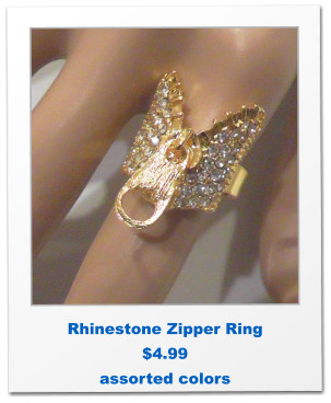 Rhinestone Zipper Ring $4.99 assorted colors