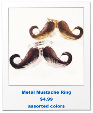 Metal Mustache Ring $4.99 assorted colors