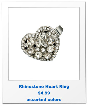 Rhinestone Heart Ring $4.99 assorted colors